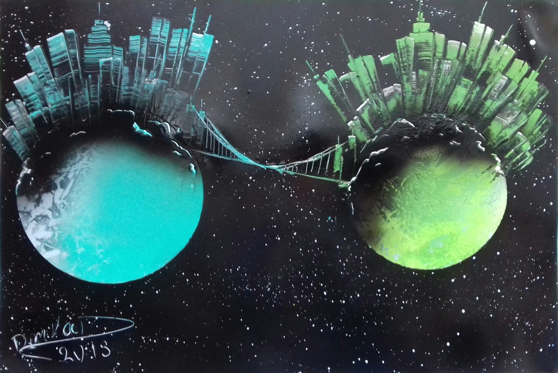science fiction painting on sale on Etsy