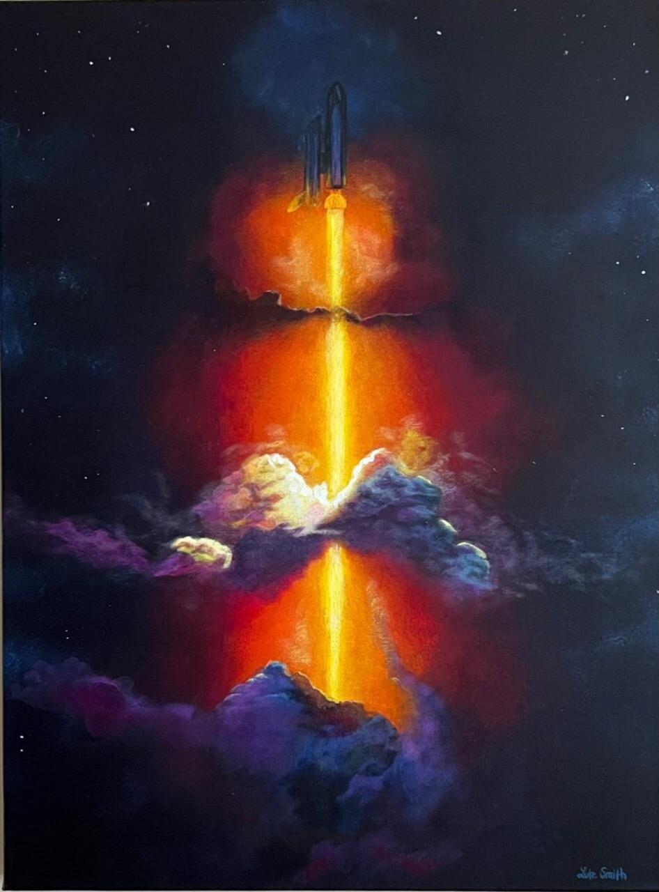 LukeSmithFineArt Night Launch Into Space original painting